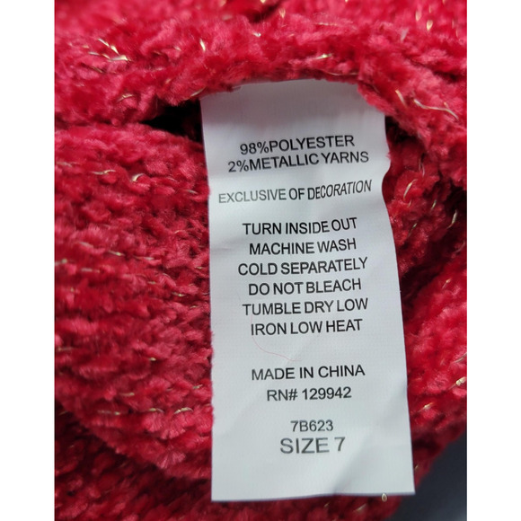 btween Sweater Girls Sz 7 Red Sequin Unicorn Pullover Holiday Sparkle Christmas - Picture 10 of 11
